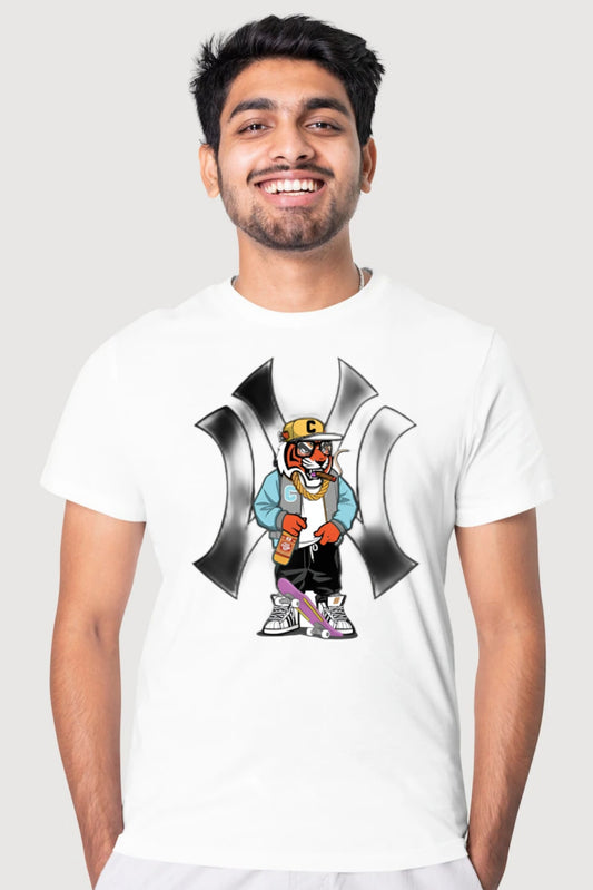 White rich tiger design tshirt
