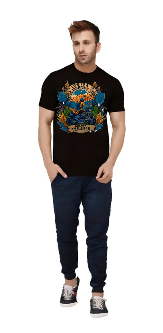 Black tshirt with bike design